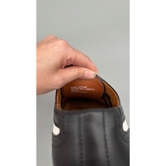 Mens sz. 8 Ferro Aldo Arthur Wingtip Oxford Black White Dress Shoes No Box - Picture 14 of 16